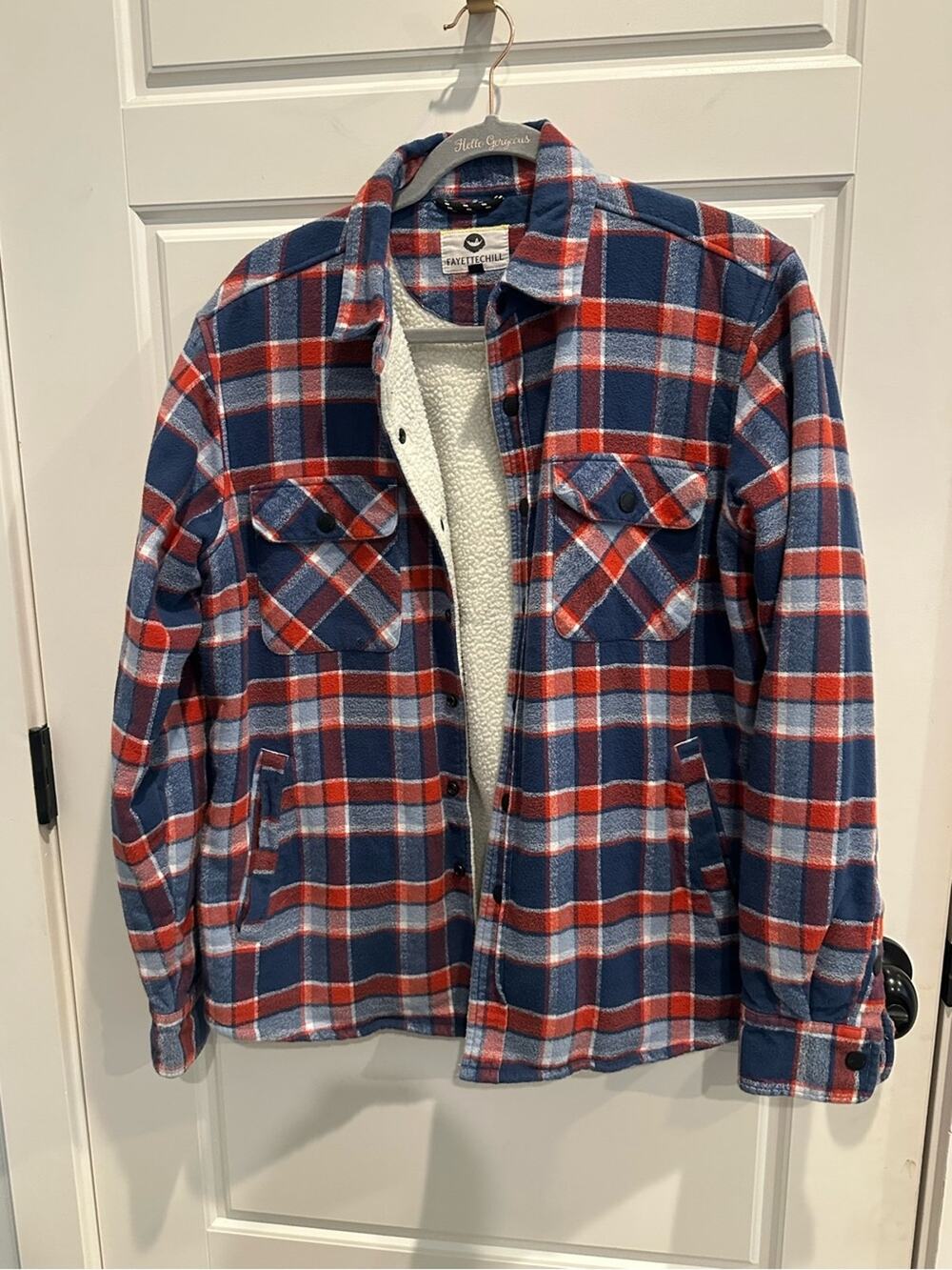 Fayettechill Sherpa Lined Flannel Shirt Jacket Shacket